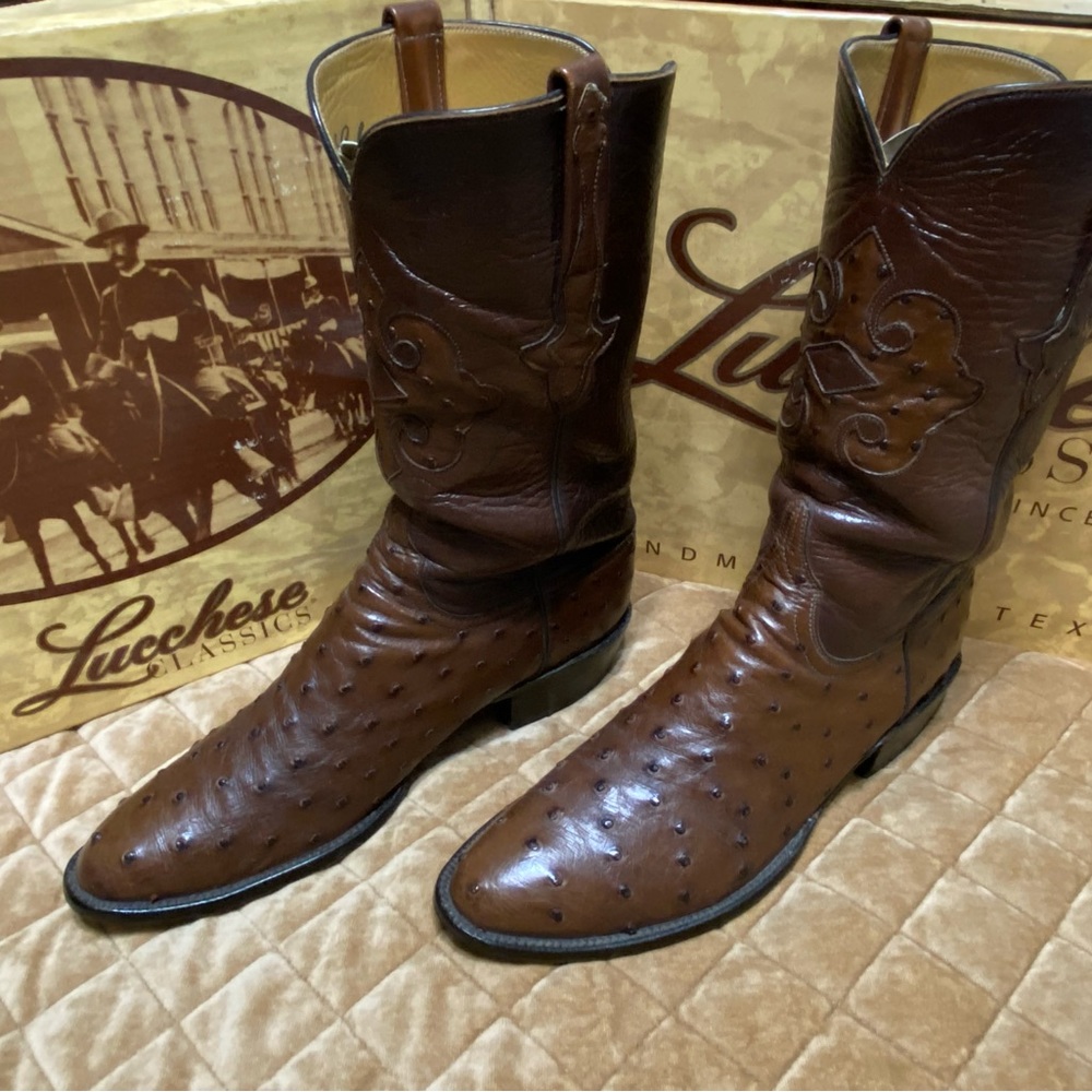 Lucchese Full Quill Ostrich Boots 12D